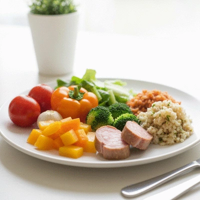 Balanced plate with macronutrients and micronutrients, healthy meal planning