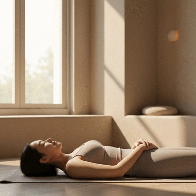 Person meditating or resting peacefully, representing passive recovery and mental well-being
